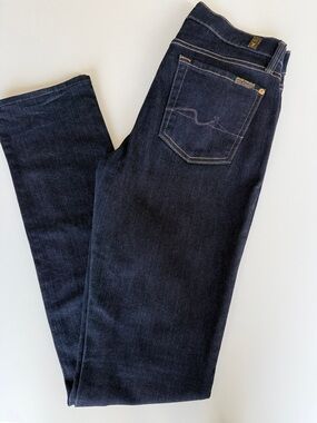 7 For All Mankind Dark Indigo Jeans with Contrast Stitching